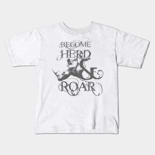 Become Herd &amp;amp;amp; Roar - Rhino Design - Light Background Version Kids T-Shirt